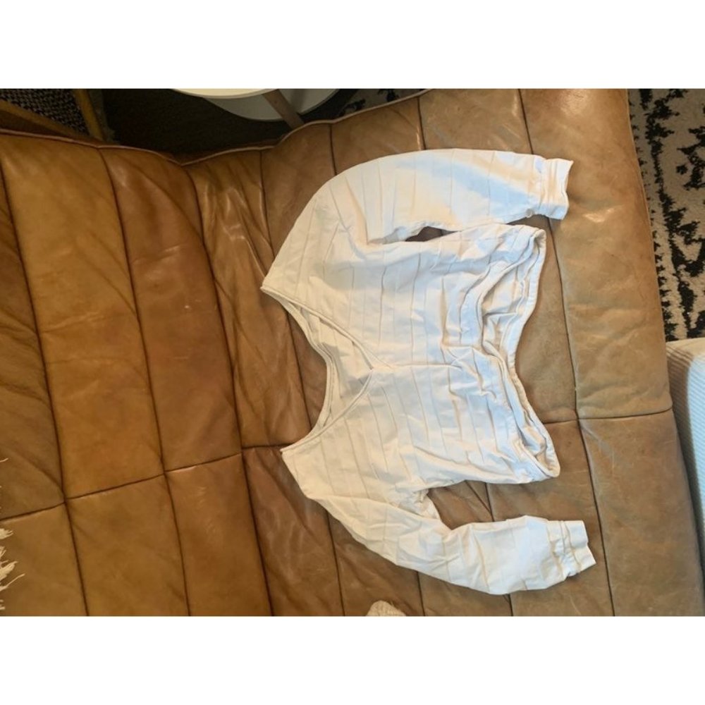 Anthropologie callahan top white rufdled layered off shoulder - Picture 10 of 11